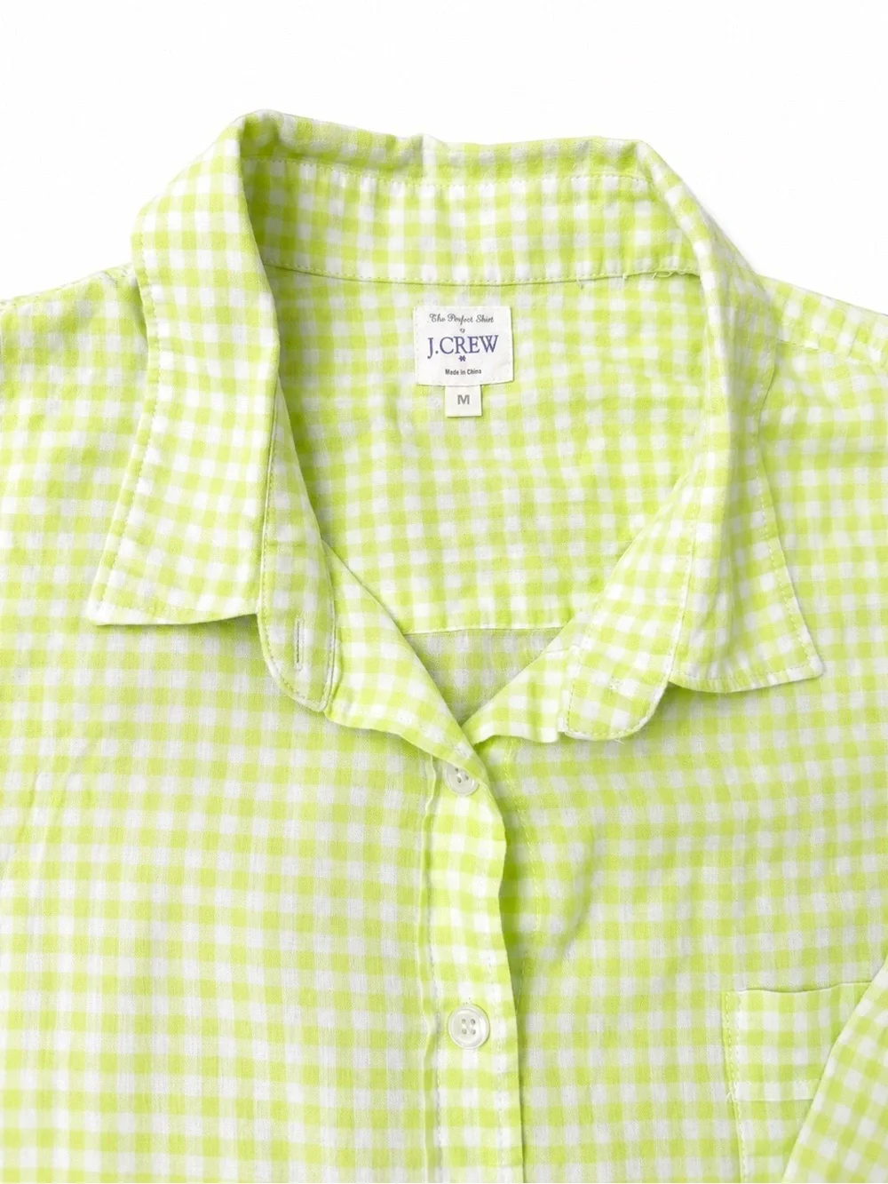 J. Crew Lime Green Gingham Button-Down Shirt for Kids